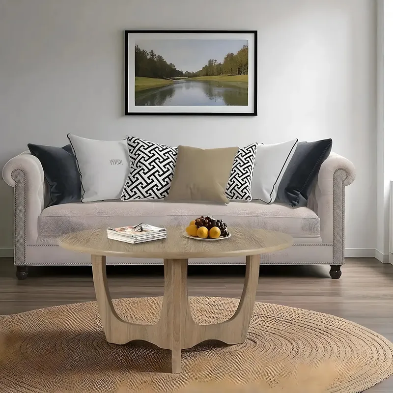 Round Wooden Coffee Table – Sophisticated Modern Look